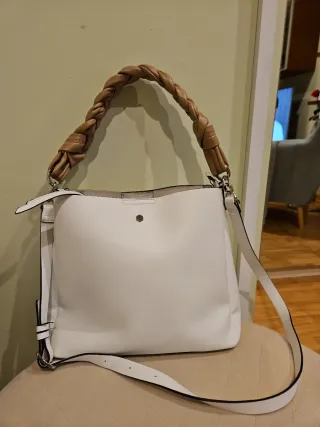 Bolso Parfois blanco y marrón trenzado