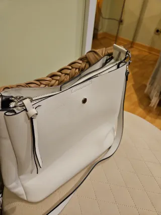 Bolso Parfois blanco y marrón trenzado