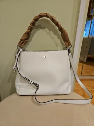 Bolso Parfois blanco y marrón trenzado