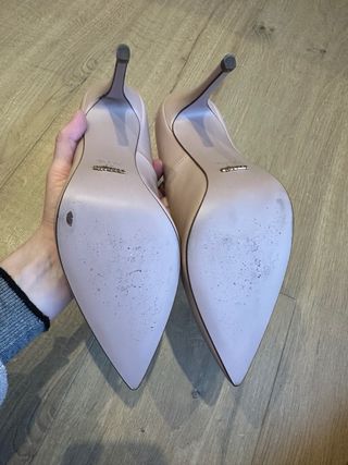 Zapatos salones de tacón de piel color nude 41