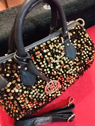 Bolso lentejuelas dorado y negro
