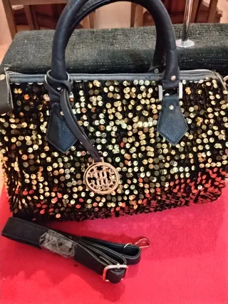 Bolso lentejuelas dorado y negro