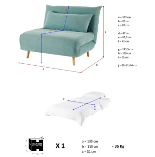 Sofá cama verde agua