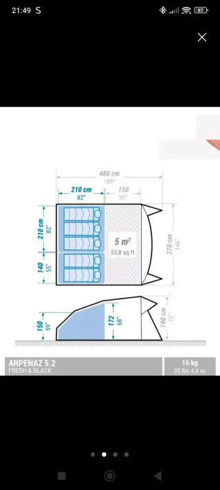 Tienda Arpenaz 5.2 Fresh & Black