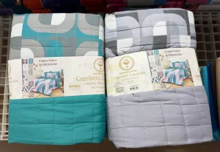 Trapuntino Copriletto Double Face Beige/Blu