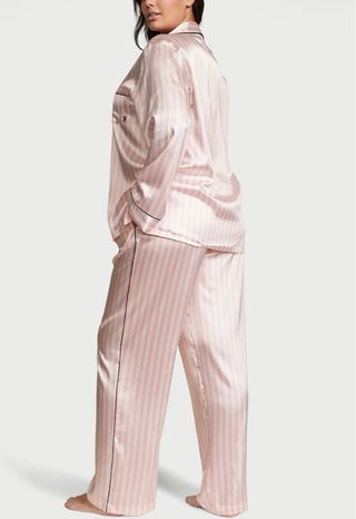 Pijama Satén Victoria's Secret Rayas Rosas.