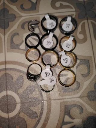 Anillos Acero Inoxidable Negro y Dorado