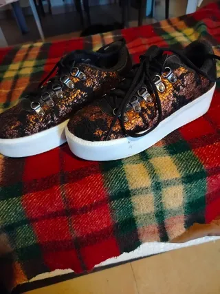 Zapatillas plataforma lentejuelas talla 39