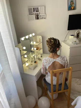 Vestido de Novia)Talla S Encaje Manga larga