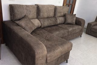 Sofá modular chaise longue marrón