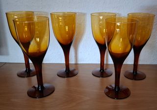 Juego 6 copas vintage ámbar