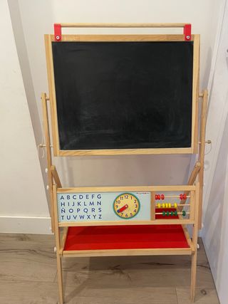 Pizarra infantil de madera con ABC y reloj
