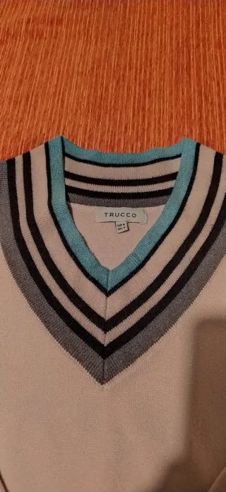 Jersey pico Trucco beige y turquesa