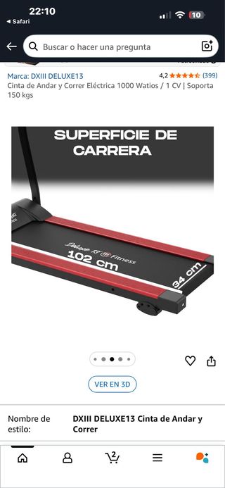 Cinta de andar y correr 1000W