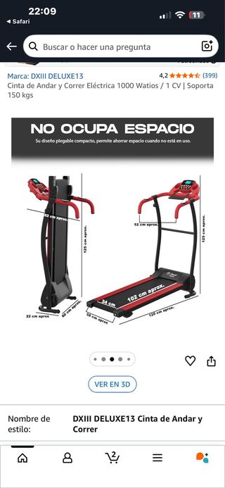 Cinta de andar y correr 1000W