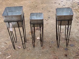 3 Maceteros Metal Galvanizado Vacchetti