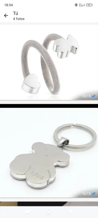 Anillo Tous Corazón y Oso Ajustable