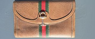 Portafoglio Gucci Pelle Marrone con Striscia