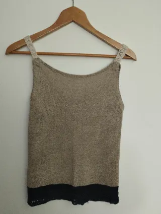 Top Crochet Negro y Marrón Talla M