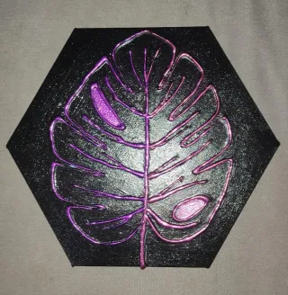 Set 3 Cuadros Hexagonales Hoja Montera pan de oro