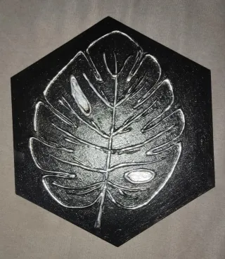 Set 3 Cuadros Hexagonales Hoja Montera pan de oro