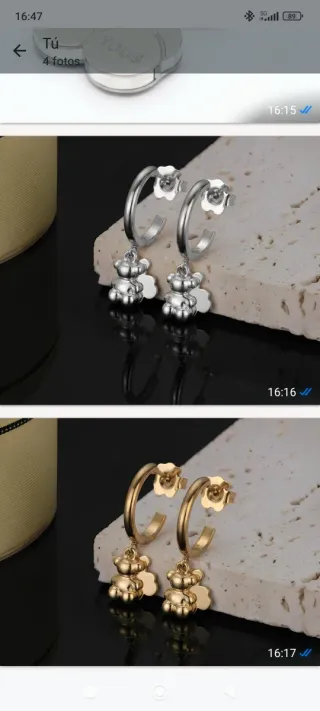 Pendientes Tous Oso Plata y Dorado