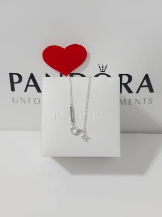 Conjunto Pandora Corazón Rosa y Plata