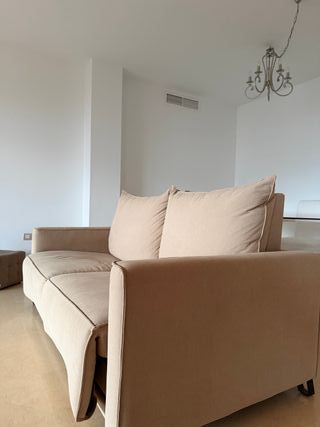 Sofá-cama beige tela