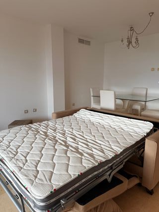 Sofá-cama beige tela