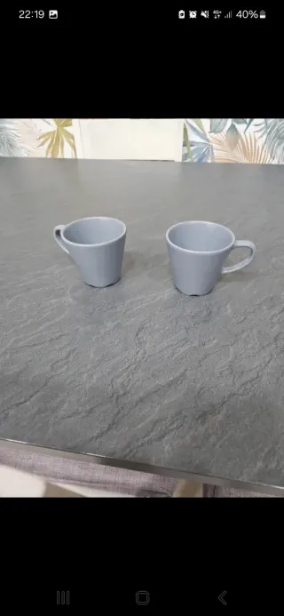 Tazze in porcellana grigio con piattino 6 pz