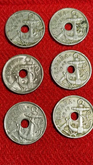9 Monedas 50 Céntimos España 1949