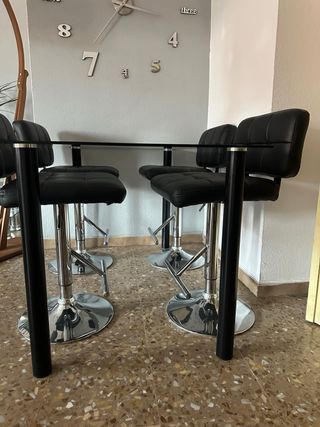 Mesa Comedor rectangular de Cristal patas Negras