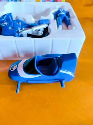 Moto y Sidecar Azul Juguete Vintage