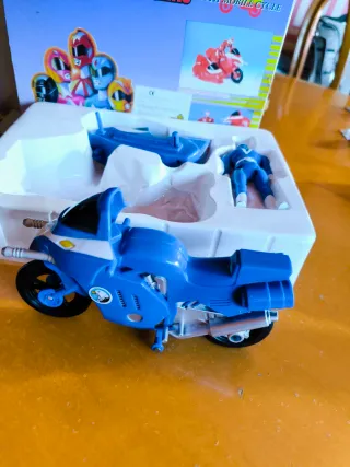 Moto y Sidecar Azul Juguete Vintage