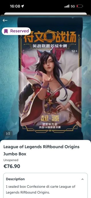 1 League of Legends Riftbound Origins Jumbo Box