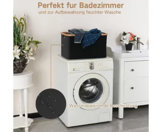 Cesto Plegable para ropa. Tela y Madera/ Negro