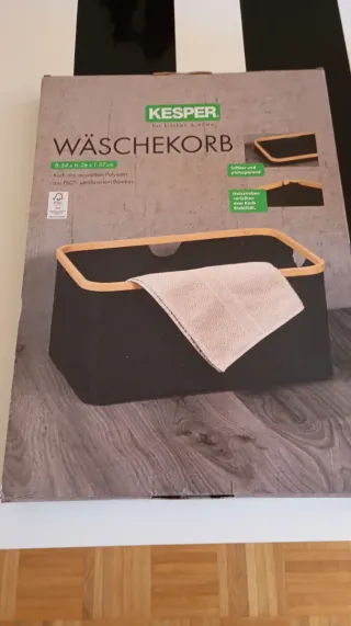 Cesto Plegable para ropa. Tela y Madera/ Negro