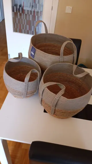 Juego 3 cestas decorativas yute