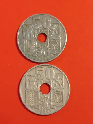 2 Monedas 50 Céntimos 1949 y 1963