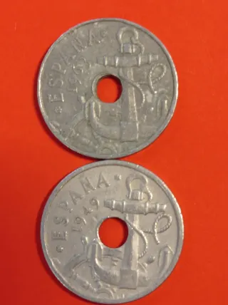 2 Monedas 50 Céntimos 1949 y 1963