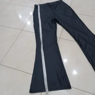 Pantaloni a zampa similpelle neri tg