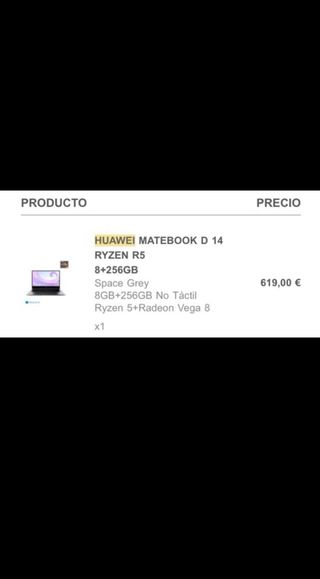 Portátil Huawei Matebook D14 2020 Gris Espacial