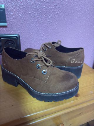 Zapatos tipo boucher mujer cordones plataforma