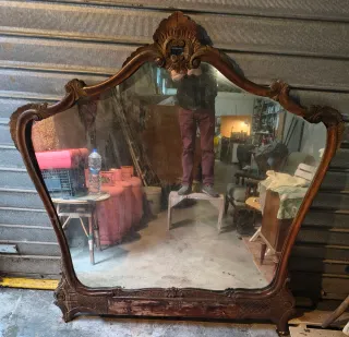 Consolle antica in legno e vetro