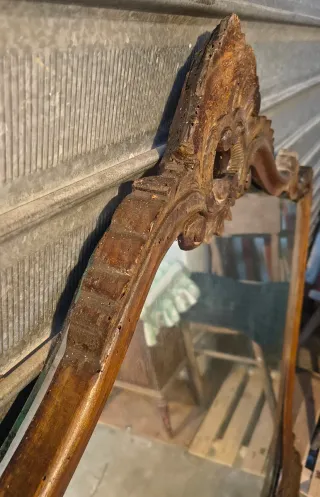 Consolle antica in legno e vetro