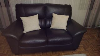Sofá 2 plazas piel marrón chocolate