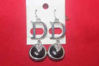 Pendientes Fashion 'DD' con Negro y Plata