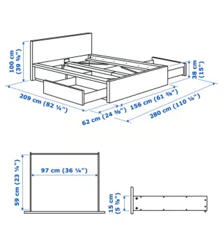 Estructura cama blanca con 4 cajones