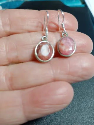 Pendientes Plata Ley rubí facetado natural