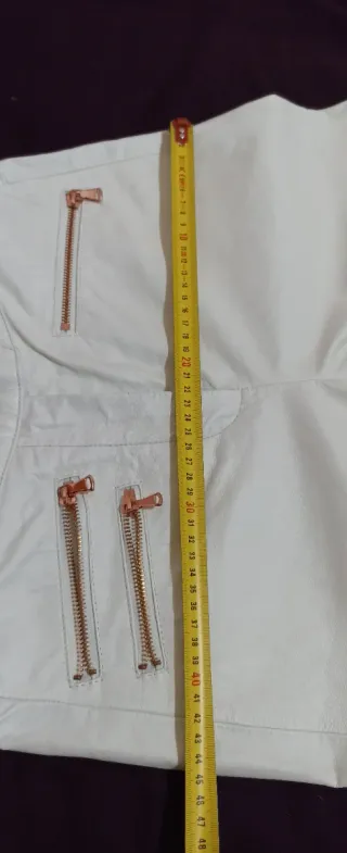 Pantaloni in vera pelle beige